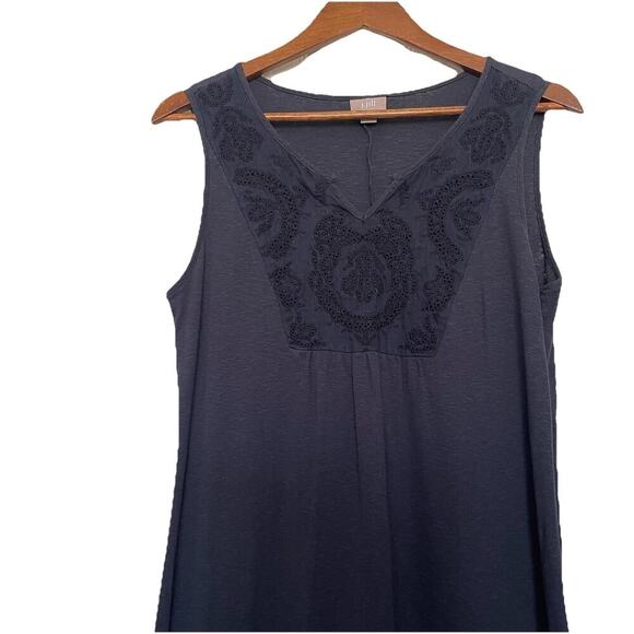 J. Jill Maxi Dress Linen Blend Embroidered Beachy Coastal vacation - Picture 5 of 5